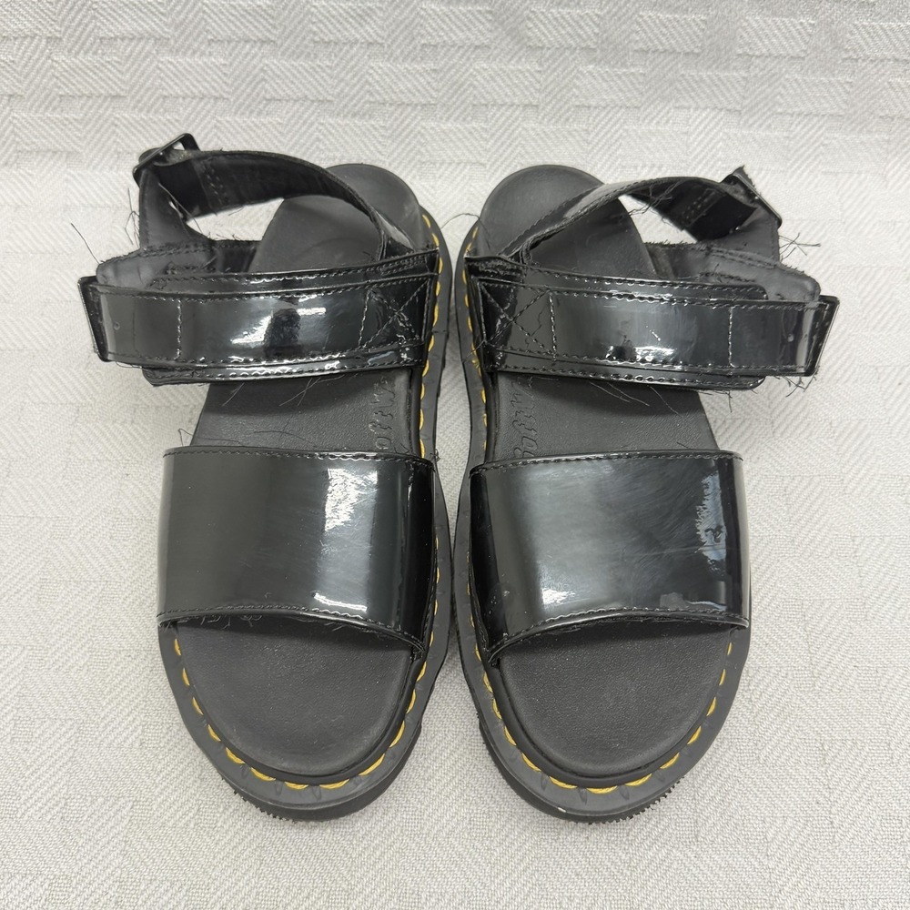 Dr. Martens Women's Voss Black Glossy‎ Platform Sandals Size US 5